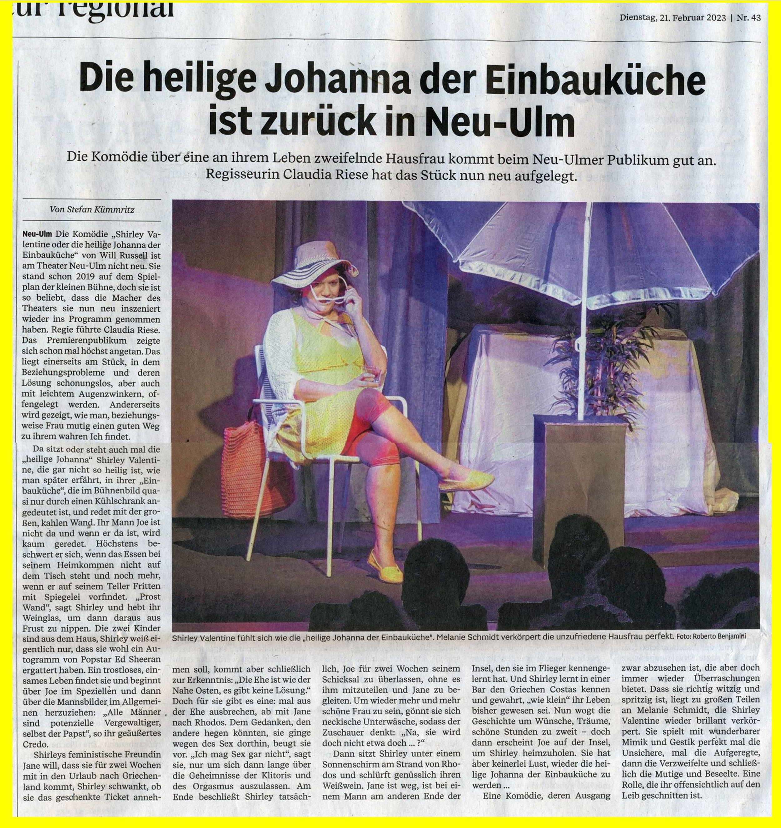 Melanie Schmidt ist Shirley Valentine