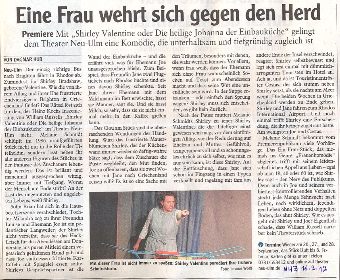 Melanie Schmidt ist Shirley Valentine